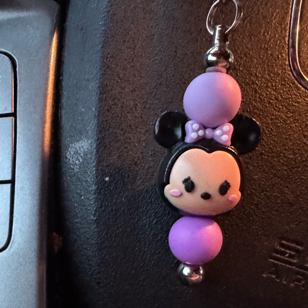 Cup Charm!  Purple and Black Minnie Mouse inspired bauble for your handled cup